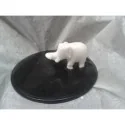 Porta incienso piedra Elefante Blanco Base Redonda Nergra 6 x 15 cm | Tienda Esotérica Changó