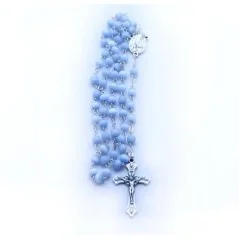 Rosario cristal liso 6mm redondo azul Virgen Lourdes y santa Bernadette | Tienda Esotérica Changó