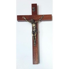 Cruz San Benito Madera Olivo 20 x 10cm Con Medalla Y Cristo Metal | Tienda Esotérica Changó