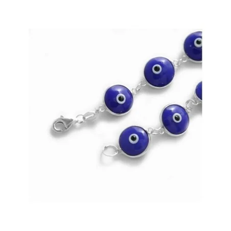 Pulsera Plata Cristal Ojo Turco Azul (Contra Mal de Ojo)