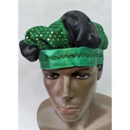 Gorro Decorado Verde y Negro 54 cm Elastico (Oggun) | Tienda Esotérica Changó