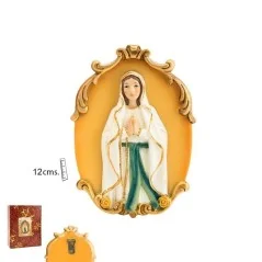 Figura Placa Colgar Virgen Lourdes 12 cm