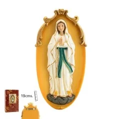 Figura Placa Colgar Virgen Lourdes 19 cm