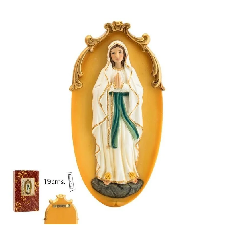 Placa Colgar Virgen Lourdes 19 cm