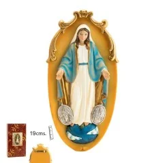 Figura Placa Colgar Virgen Milagrosa 19 cm