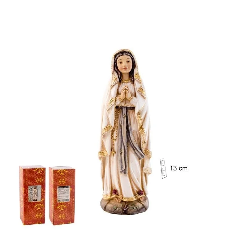 Virgen de Lourdes Base Marron 13 cm