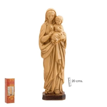 Imagen Virgen con Niño Madera Clara 20 cm