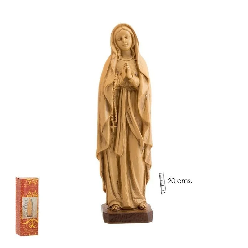 Virgen de Lourdes Madera Clara 20 cm