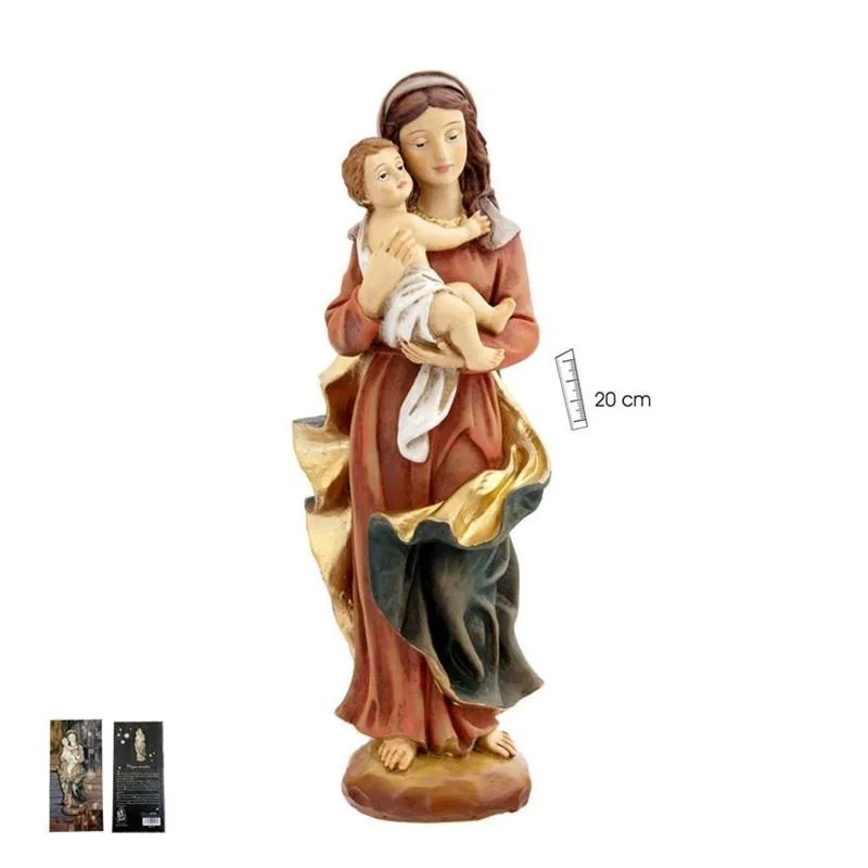 Virgen con Niño con Oro 20 cm