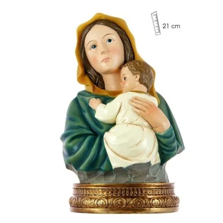 Imagen Busto Virgen con Niño Crema 21 cm