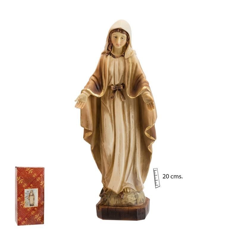 Virgen de la Milagrosa Madera Clara 20 cm