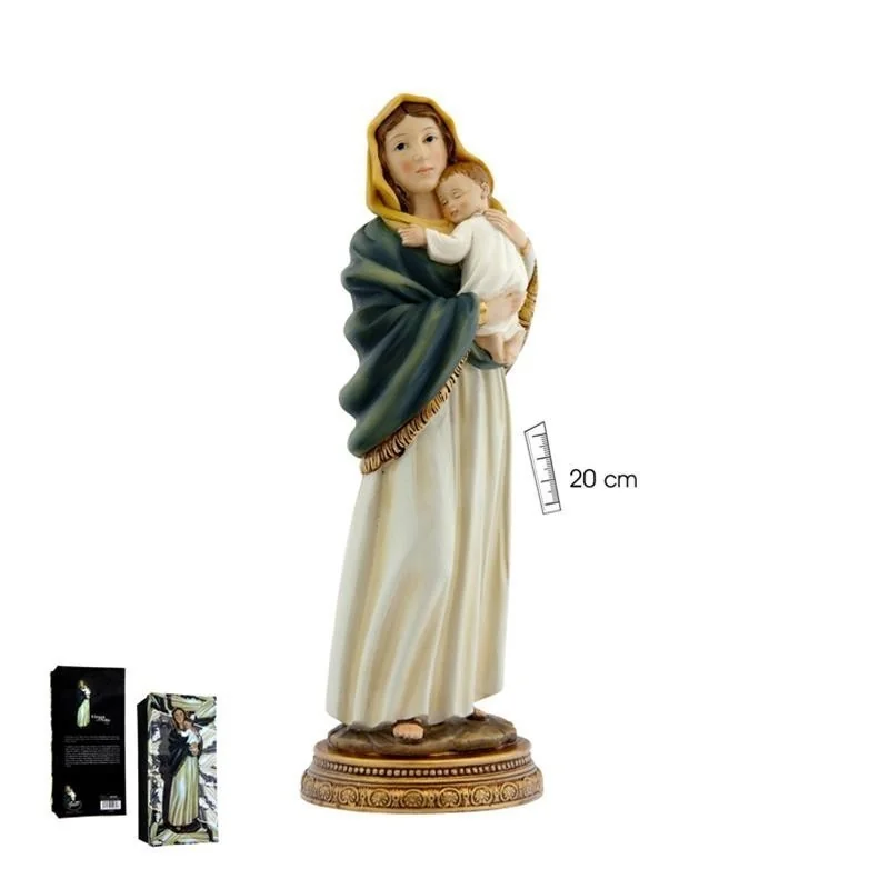 Virgen con Niño Crema 20 cm