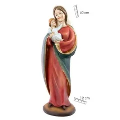 Imagen Virgen con Niño Traje Liso 40 cm