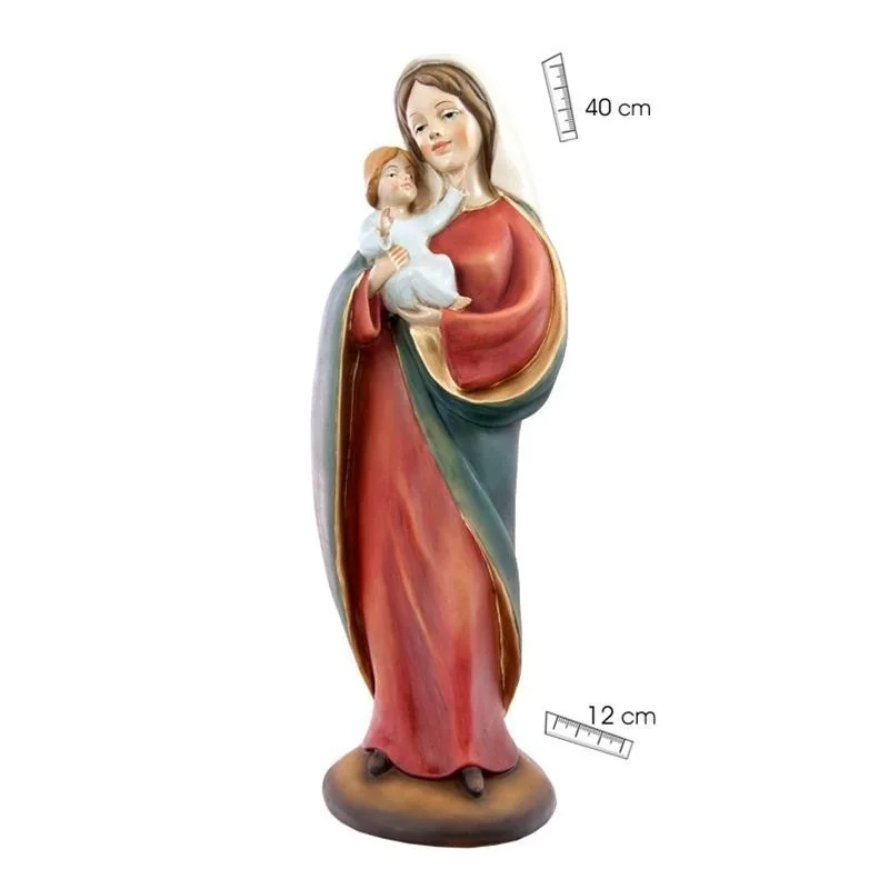 Virgen con Niño Traje Liso 40 cm