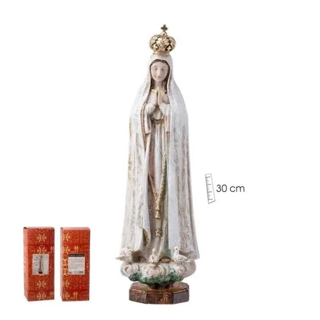 Virgen de Fatima Madera Vieja 30 cm