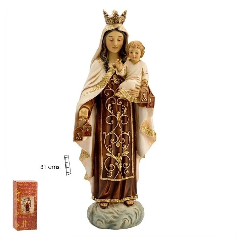 Virgen del Carmen Madera Vieja 31 cm
