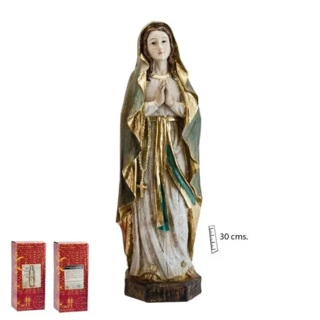 Imagen Virgen de Lourdes Madera Vieja 30 cm
