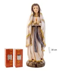Imagen Virgen de Lourdes Base Marron 30 cm