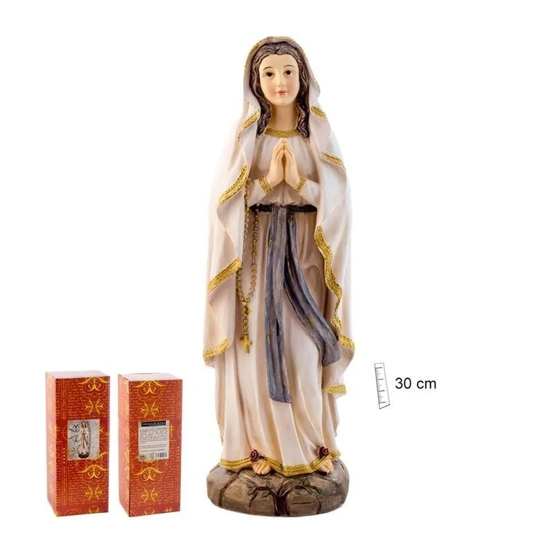 Virgen de Lourdes Base Marron 30 cm