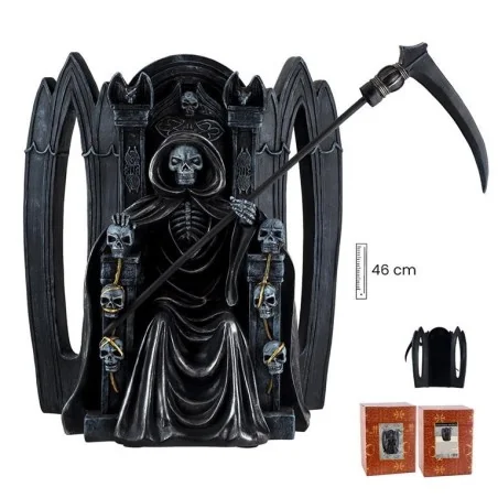 Figura Santa Muerte Negra Sentada con Guadaña | 8435266026020 | Tienda Esotérica Changó