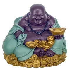 Figura Buda Sonriente Monedas I Ching 15 cm