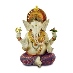 Figura Ganesha Sentada Pintada 38 cm