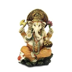 Figura Ganesha Sentada Pintada 16 cm