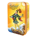 Tarot Radiant Rider Waite (en Lata) - Pamela Colman Smith | El Tarot Radiant Rider Waite de Pamela Colman Smith es una baraja de tarot de colores brillantes que se presenta en una encantadora caja de lata de recuerdo. Con su simbolismo tradicional y colores vibrantes, esta baraja de tarot es una herramienta esencial para cualquier lector que busque obtener una comprensión más profunda de su vida y situaciones que enfrenta. Cada una de las 78 cartas tiene un significado y energía específicos que pueden ayudar a los lectores a obtener una comprensión más profunda de su vida. La caja de lata en la que vienen guardadas las cartas es una hermosa pieza decorativa que puede ser exhibida en cualquier hogar. El dorso de la tarjeta presenta un cielo azul profundo lleno de estrellas que ayuda a los lectores a conectarse con su intuición. | Tienda Esotérica Changó