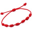 Imagen de la Pulsera 7 Nudos Roja de hilo rojo, ideal para protección y buena suerte