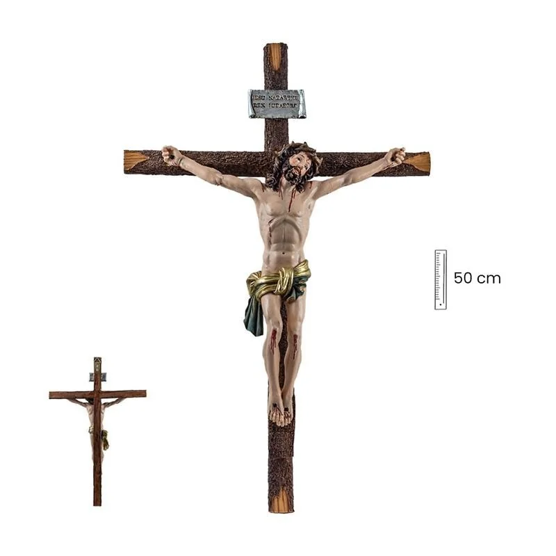 Jesus En Cruz Ojos Abiertos 50 cm