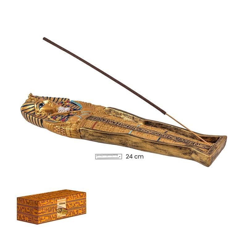 Portaincienso Sarcófago de Tutankamón en Dorado 24 cm