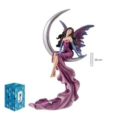 Hada Rosa Sentada en Luna Menguante 26 cm - Elemental del Aire | Tienda Esotérica Changó