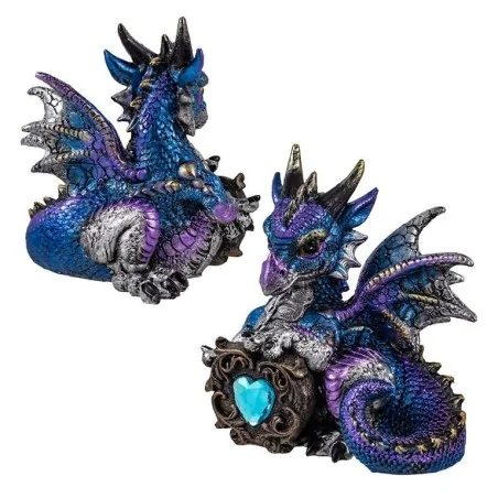 Dragón Azul con Piedra Corazón 12 cm | Tienda Esotérica Changó