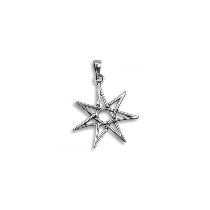 Amuleto Plata Estrella 7 Puntas 3.4 cm