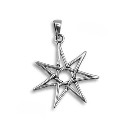 Amuleto Plata Estrella 7 Puntas 3.4 cm