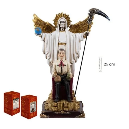 Figura Santa Muerte Blanca con Jesus Malverde 25 cm | 8435266233404 | Tienda Esotérica Changó