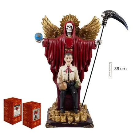 Figura Santa Muerte Roja con Jesus Malverde 40 cm | 8435266233411 | Tienda Esotérica Changó