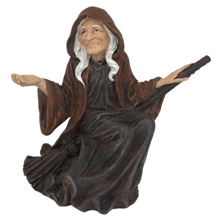 Figura Bruja Sentada en Escoba 14,50 cm | Figura Bruja Sentada en Escoba 14,50 cm