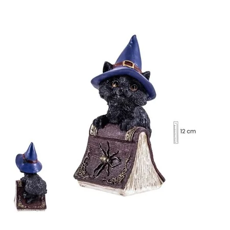 Figura Gato Brujo con Libro, 12 cm | 8435266156758 | Tienda Esotérica Changó