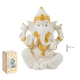 Ganesha Sentada 15 cm - Blanca y Dorada %separator% %ean13% %separator% %shop-name%
