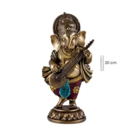Figura Ganesha con Guitarra (Veena) 20 cm – Resina Extra