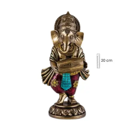 Figura Ganesha con Harmonium 20 cm – Resina Extra | Tienda Esotérica Changó