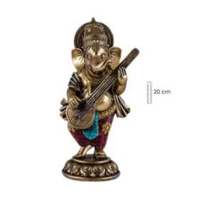 Figura Ganesha con Tambor Dholak 20 cm – Resina Extra