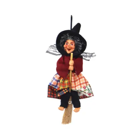 Figura Bruja Voladora con Escoba 16 cm - Rojo - Para Colgar | Tienda Esotérica Changó