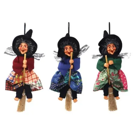 Pack Figura Bruja Voladora con Escoba 16 cm - Para Colgar | Tienda Esotérica Changó