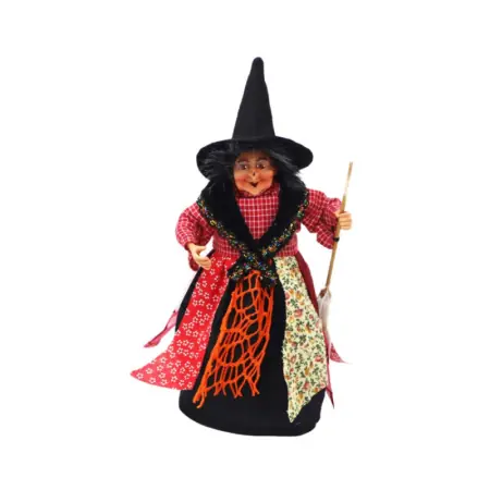 Figura Bruja con Escoba 24 cm - Rojo | Tienda Esotérica Changó