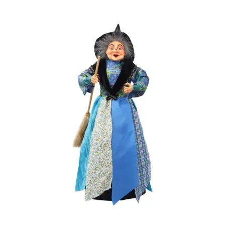 Figura Bruja con Escoba 58 cm - Azul | Tienda Esotérica Changó