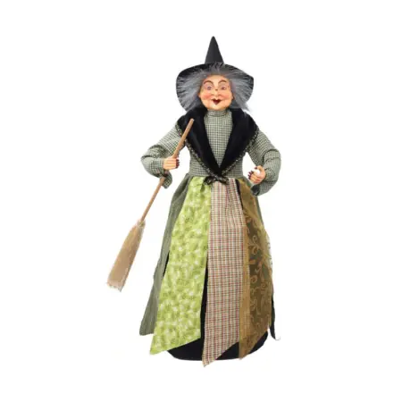 Figura Bruja con Escoba 58 cm - Verde | Tienda Esotérica Changó