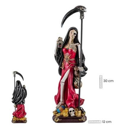 Figura Santa Muerte Encarnada | 8435266161431 | Figura Santa Muerte Encarnada 36 cm - Roja - Resina Extra