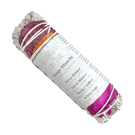 Atado de Salvia Blanca + Pétalos de Rosa 7 Chakras Smudge 25-30 gr 10 cm